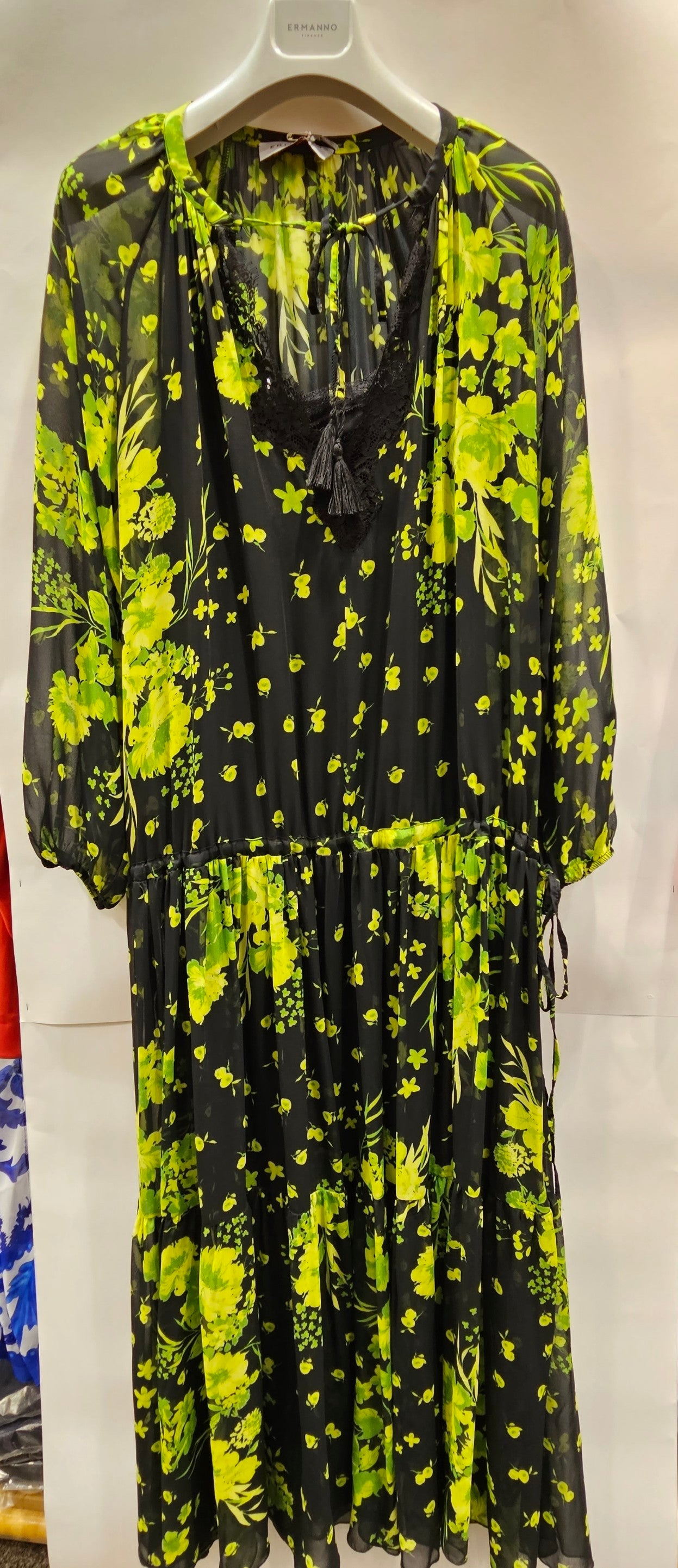Abito lungo Ermanno Firenze fiori verde