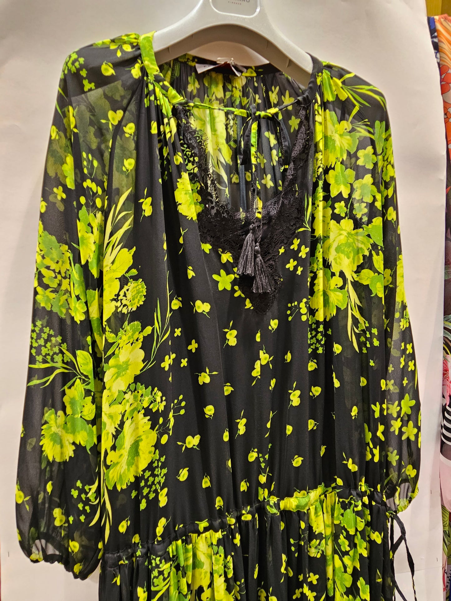 Abito lungo Ermanno Firenze fiori verde
