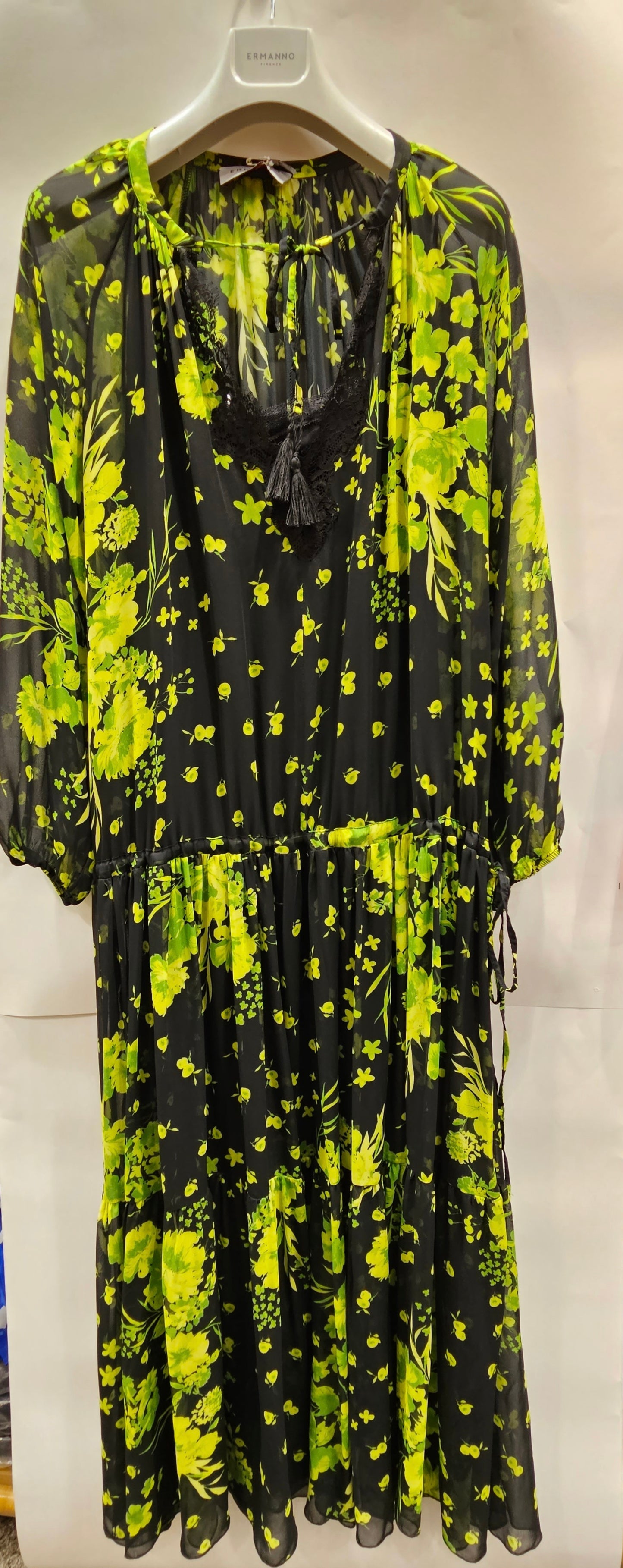 Abito lungo Ermanno Firenze fiori verde