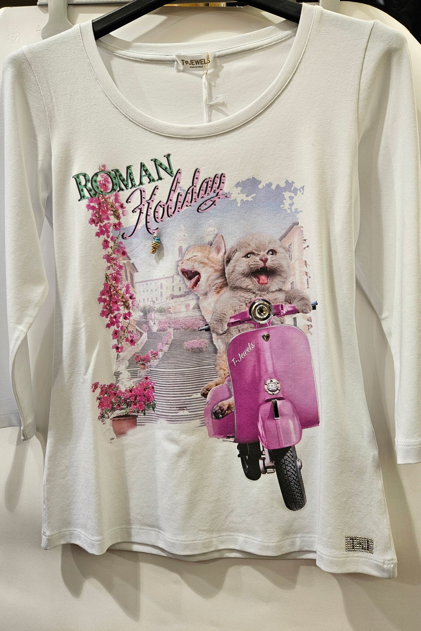 Tshirt Gatti Roma Holiday bianco cotone