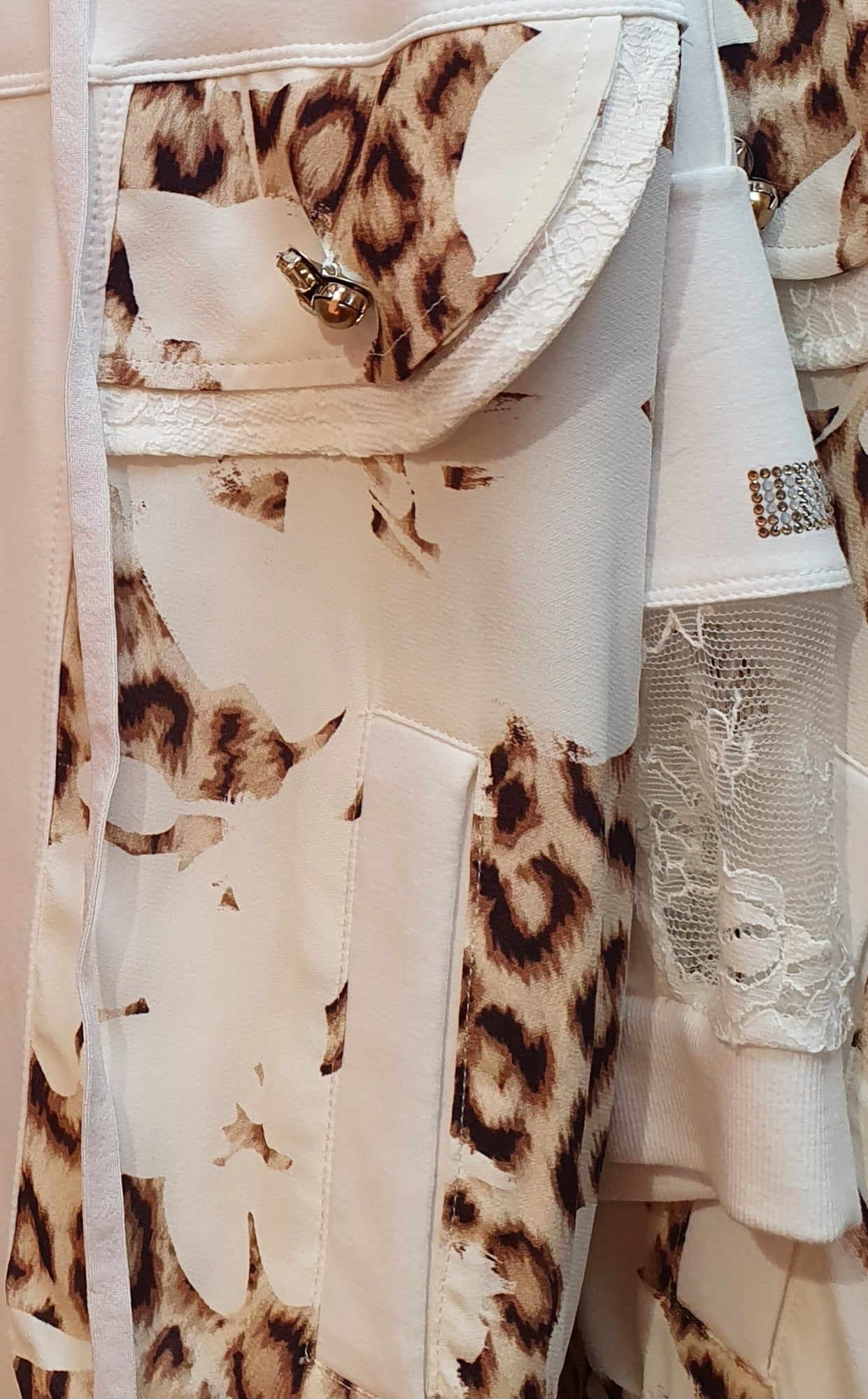 Felpa VDP~ manica corta bianca e maculato zip