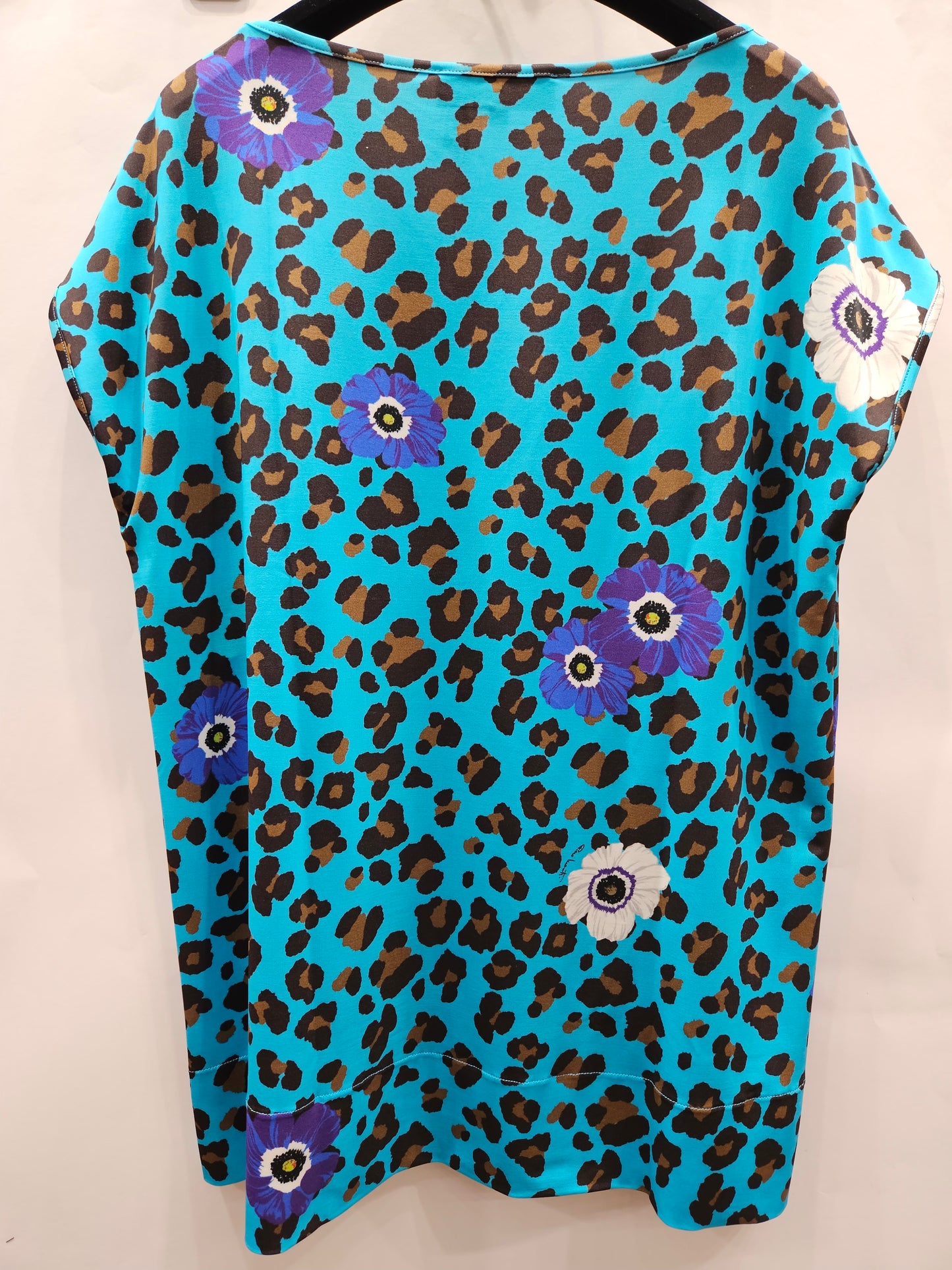 Maglia maculata turchese m/scesa