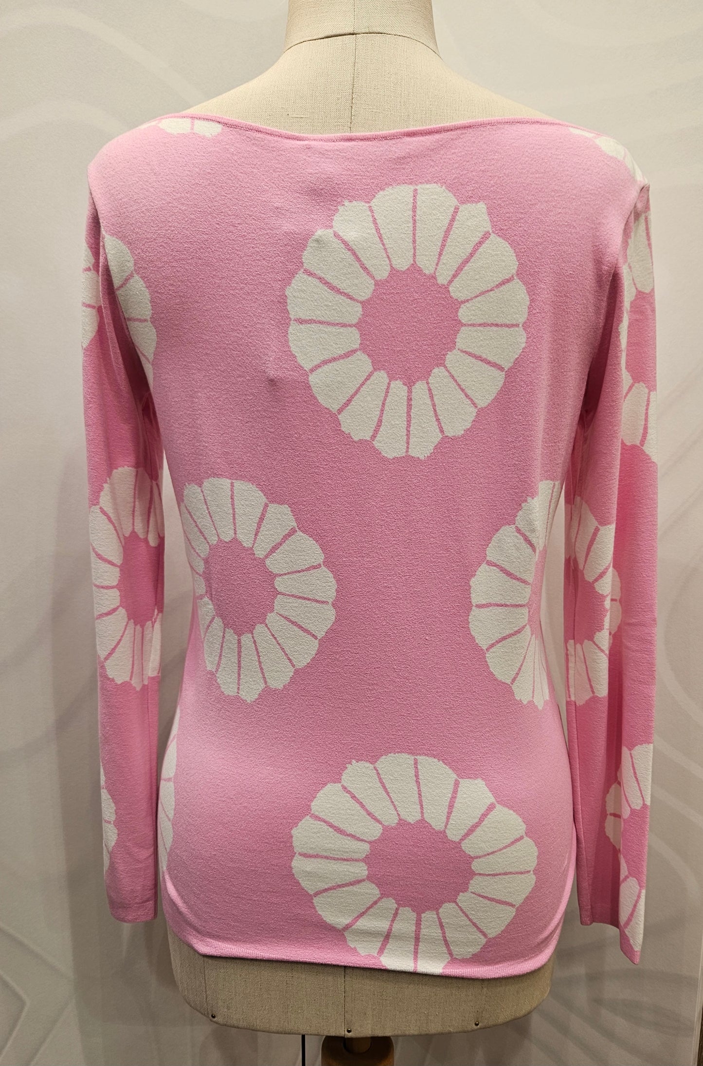 Maglia Blumarine rosa fiori e strass m/lunga