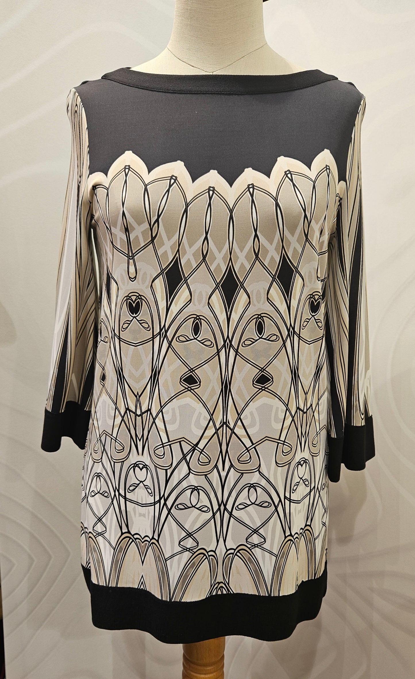 Casacca Blumarine b/nero disegno stile liberty, manica 3/4