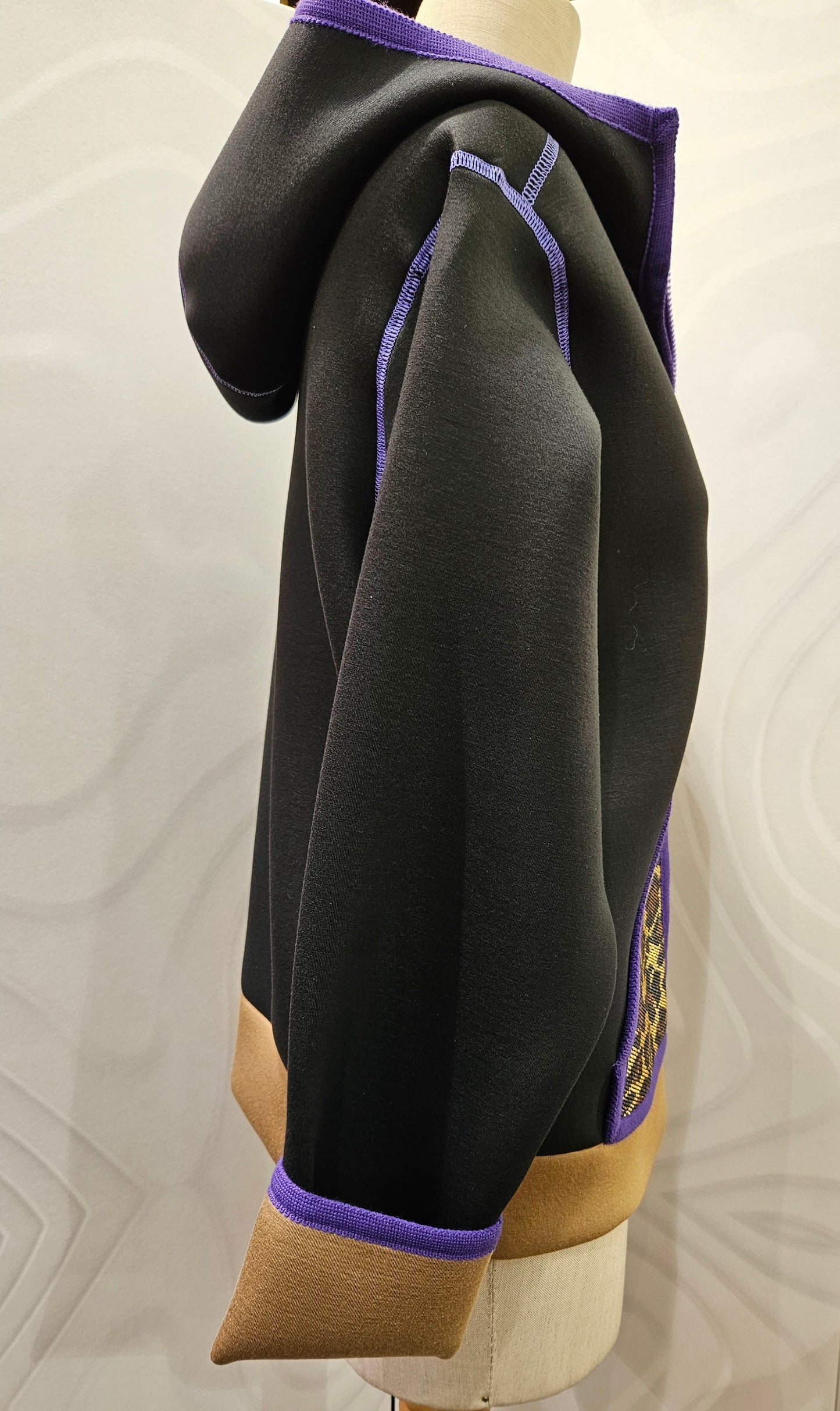 Giacca neoprene Clips nera e viola zip