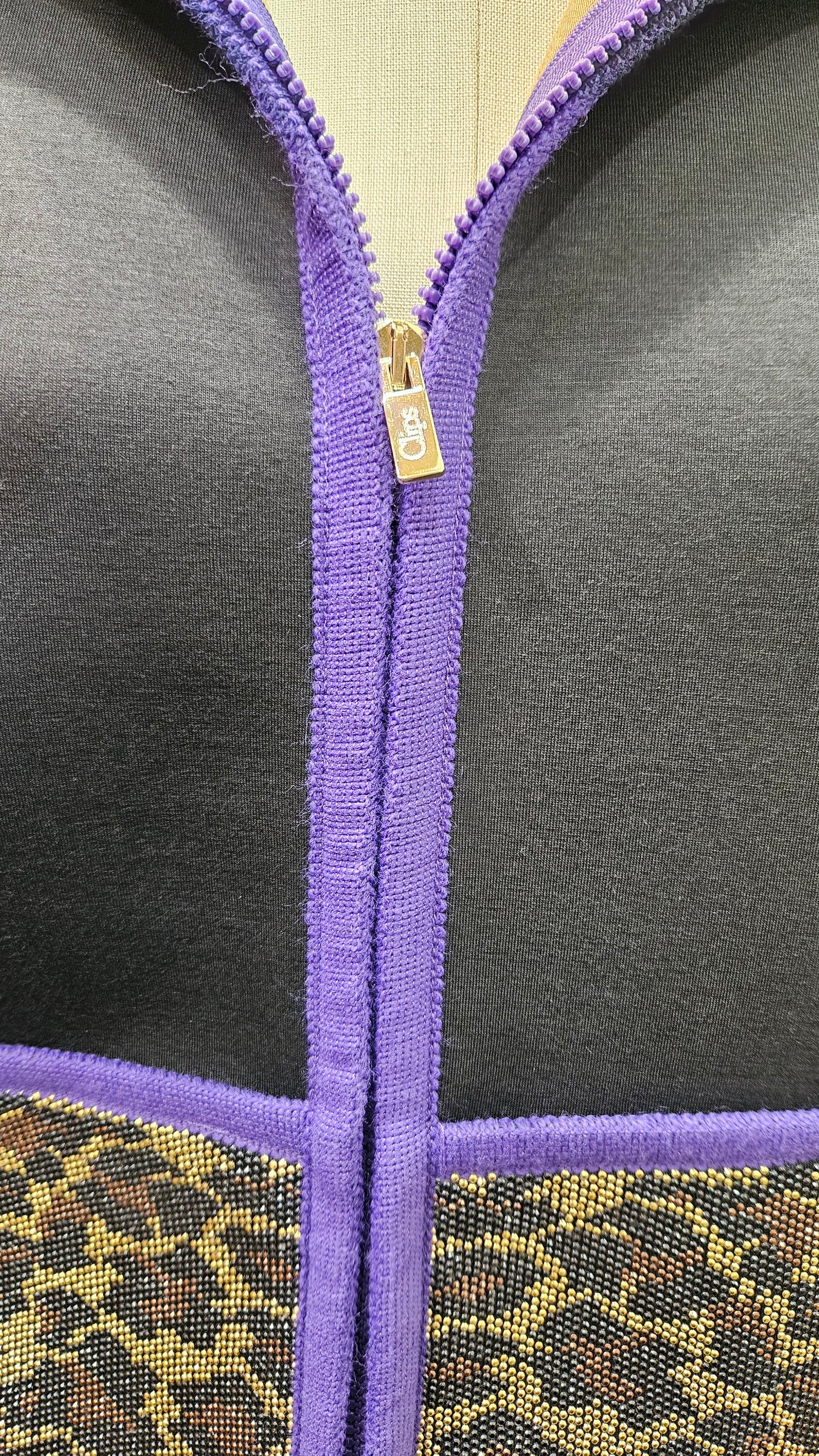 Giacca neoprene Clips nera e viola zip