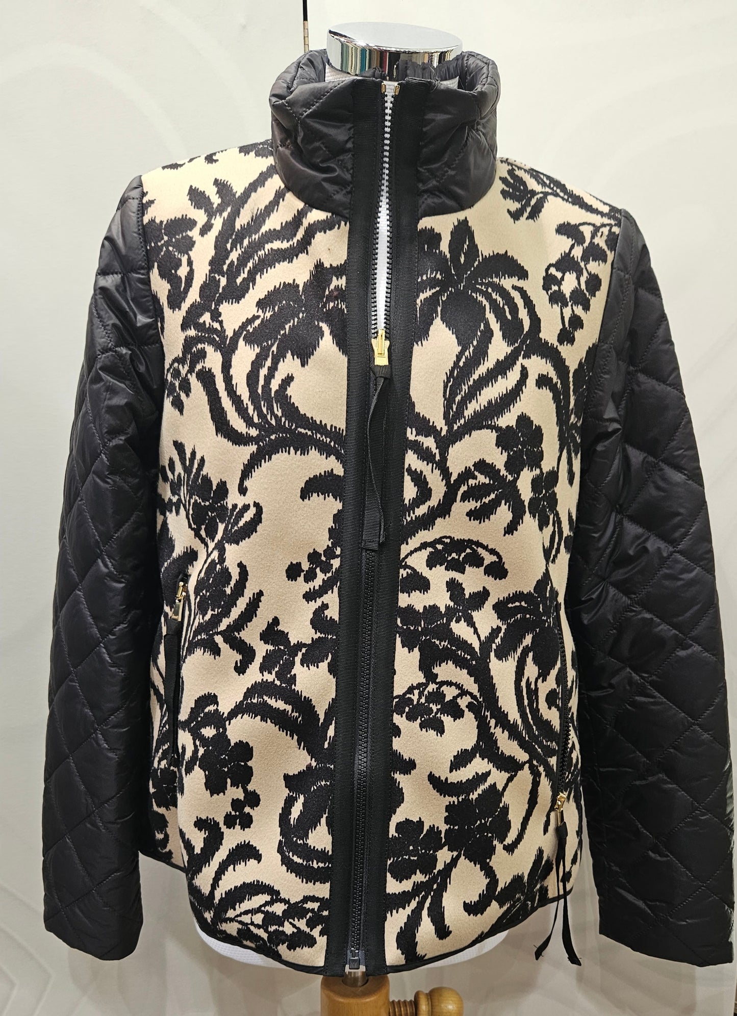Giubbino padded beige e nero zip