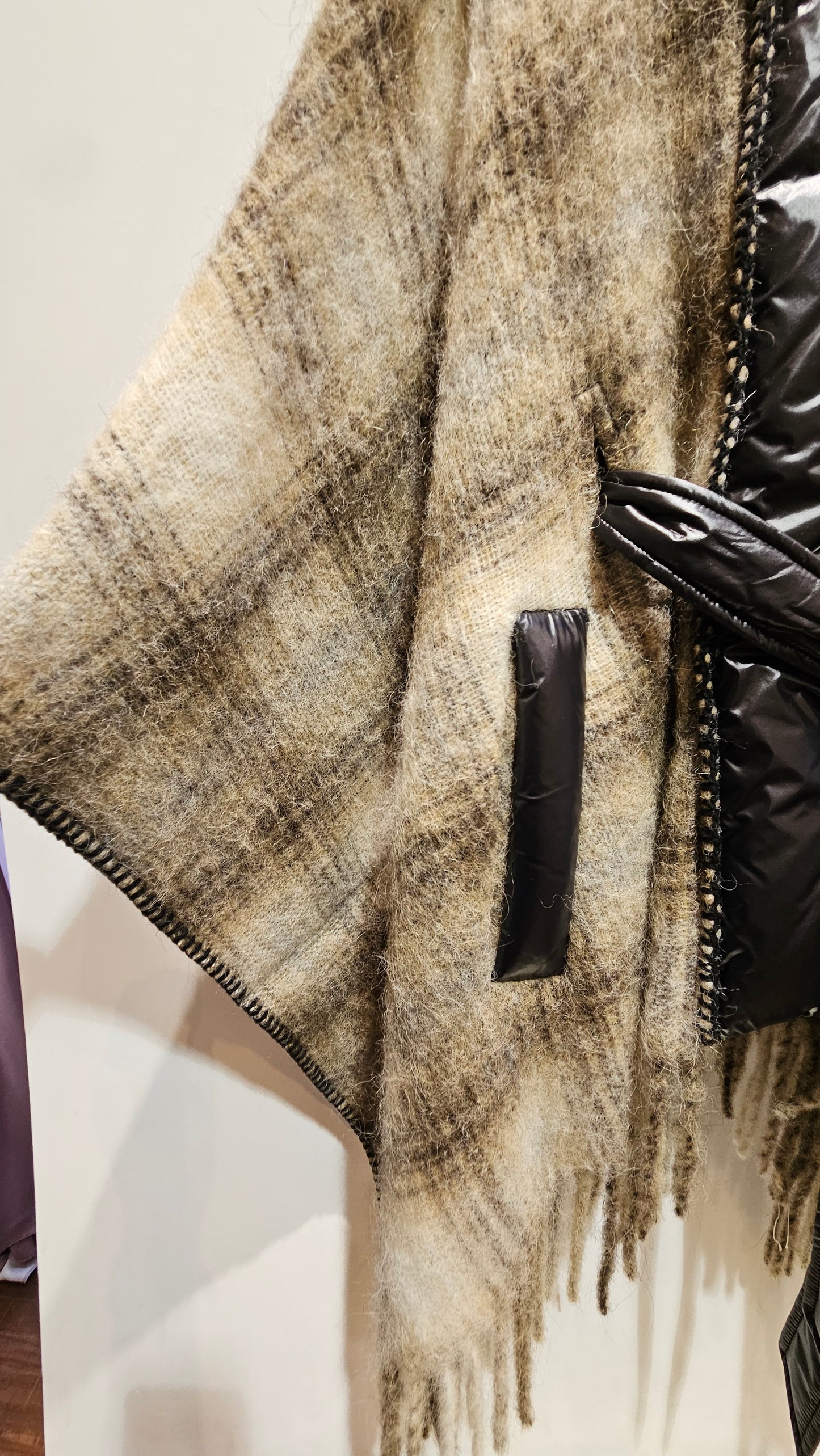 Poncho violanti frange tartan