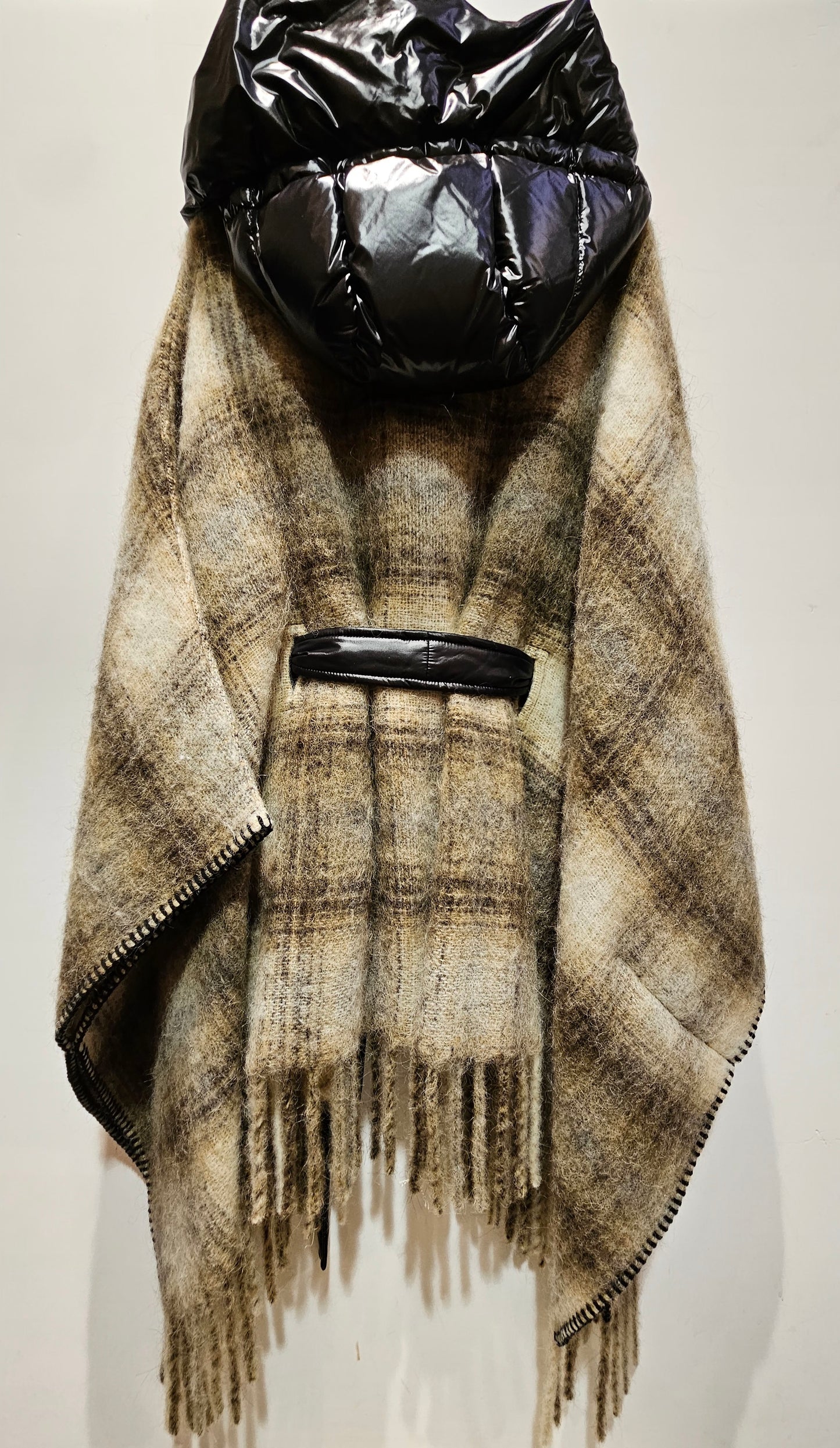 Poncho violanti frange tartan