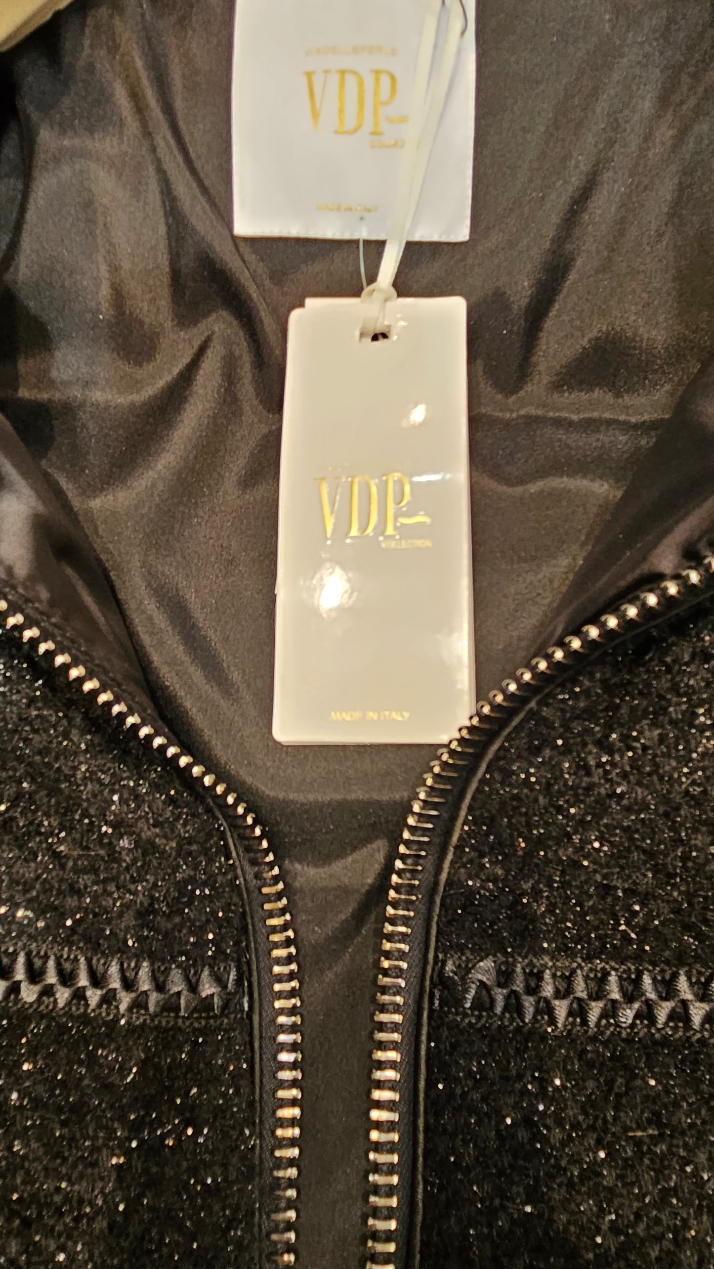 Piumino VDP~ zip elegante nero piuma d'oca