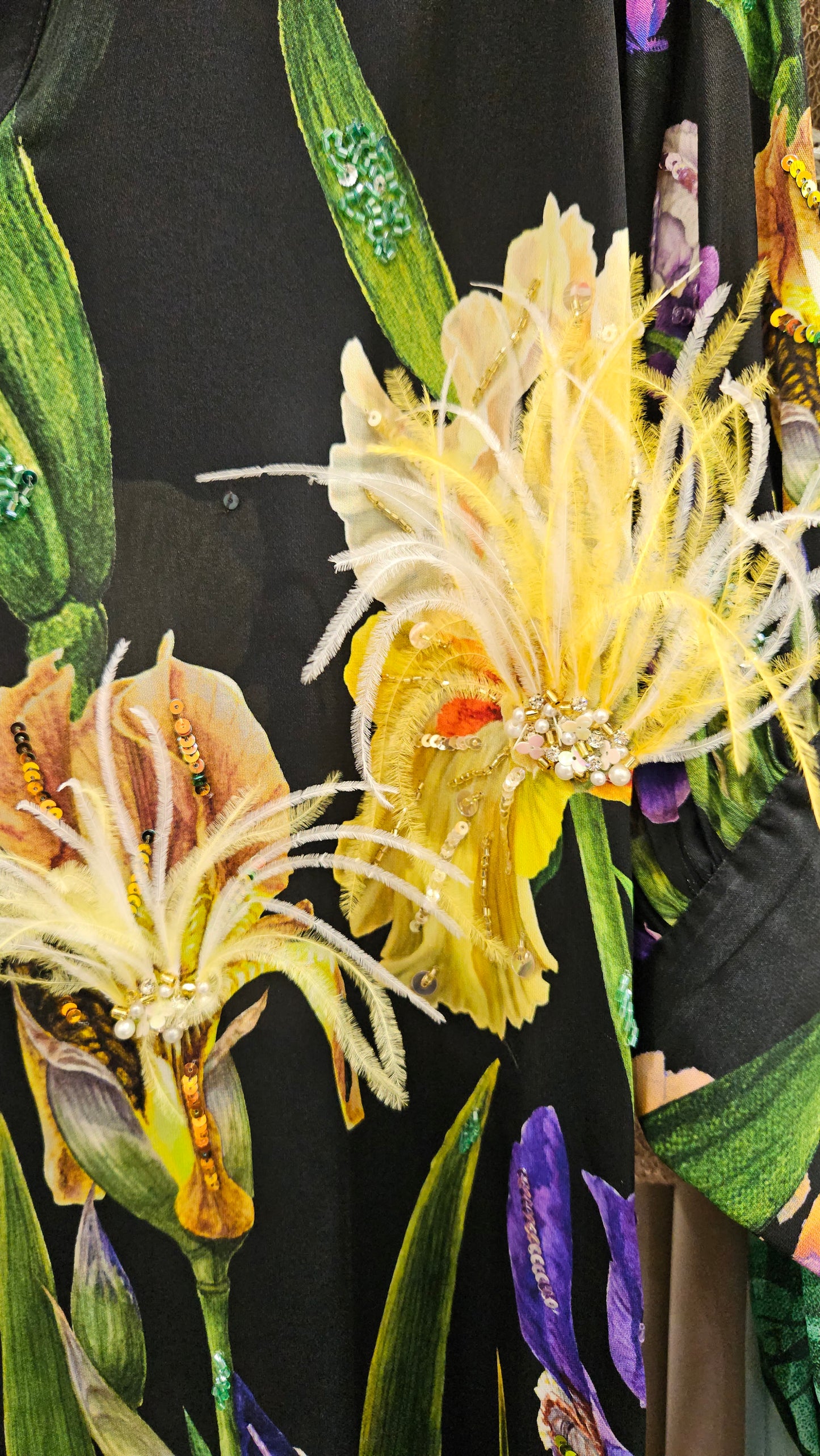 Abito Camicia ricamata 3D Miriam Stella fiori manica lunga