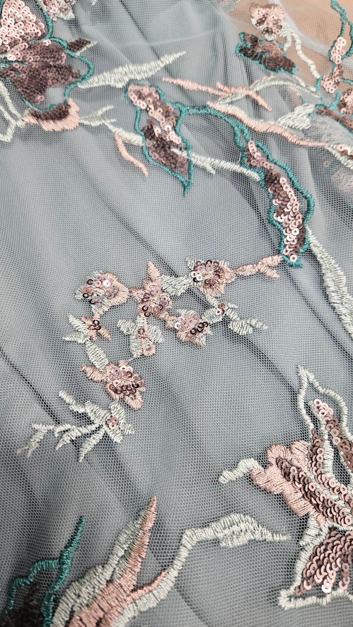 Casacca elegante Marina R tulle ricamato verdeacqua a V