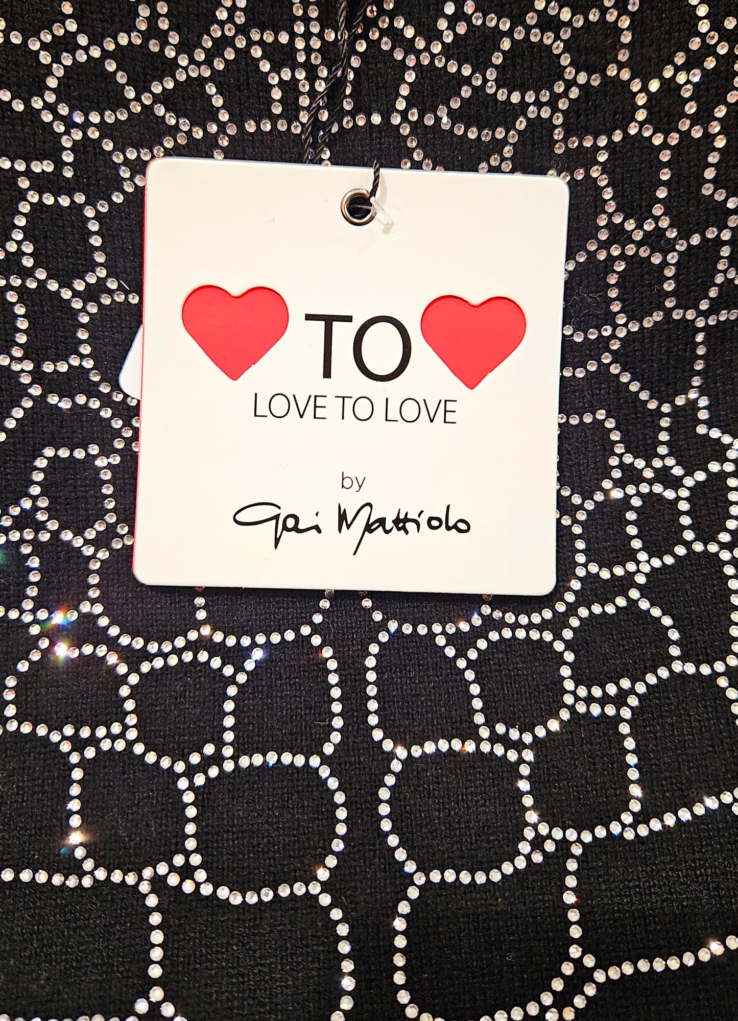 Maglia nera strass Mattiolo over m/lunga