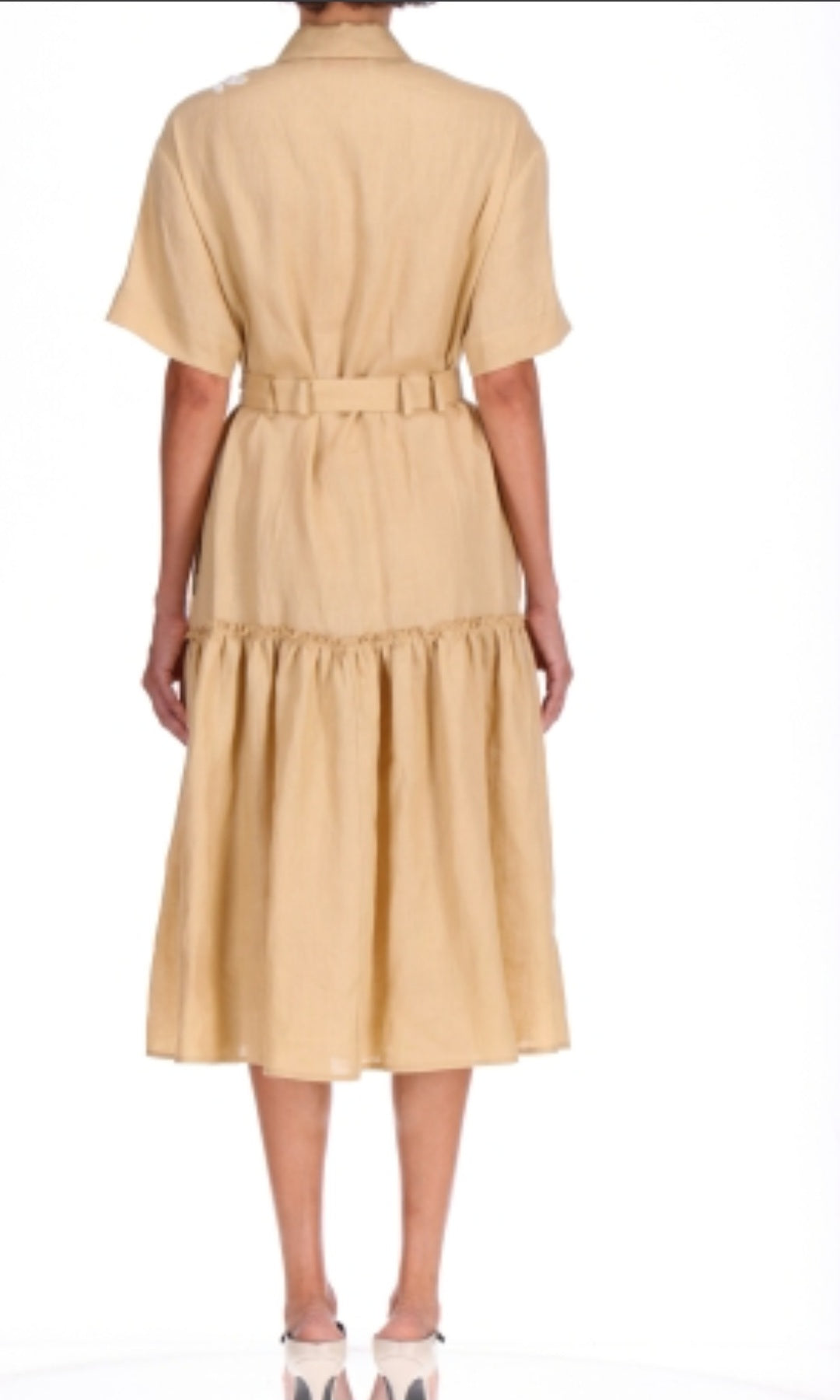 Abito beige Ermanno Firenze by Scervino con pizzo bianco