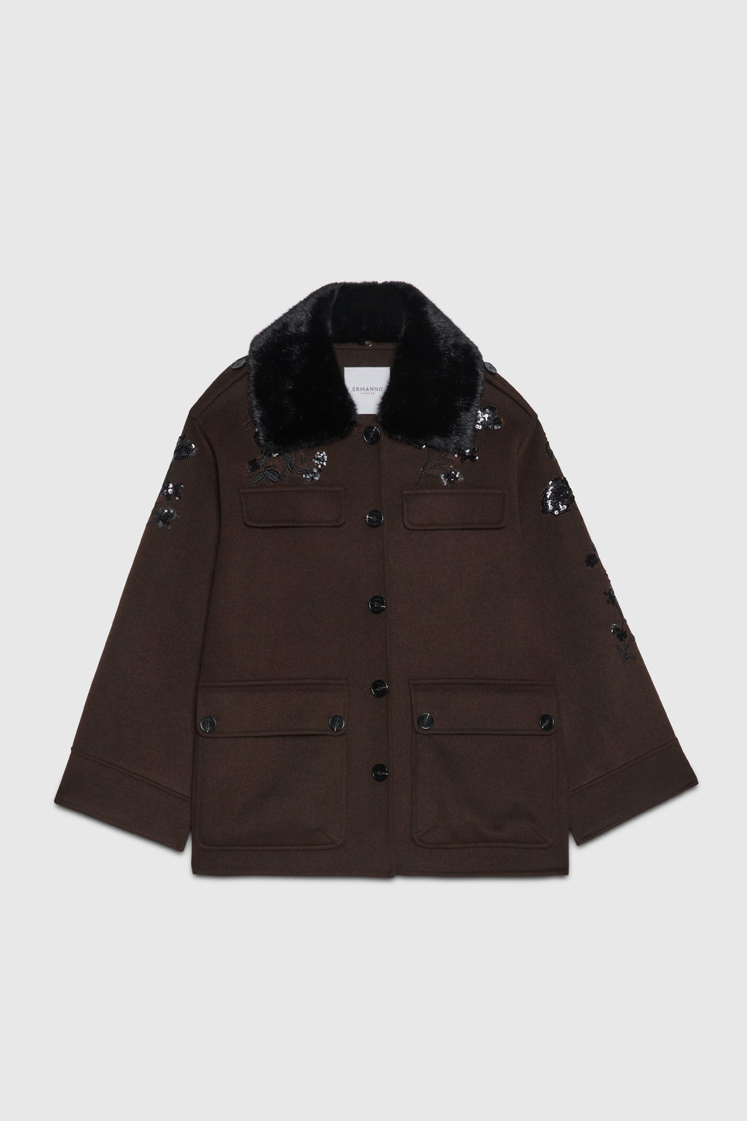 Giaccone marrone in double Ermanno Firenze by Scervino