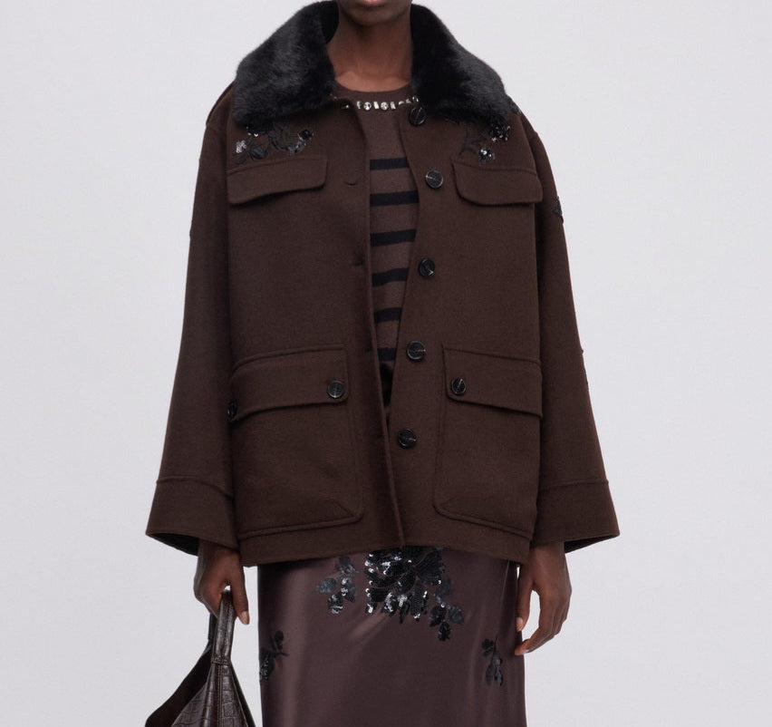 Giaccone marrone in double Ermanno Firenze by Scervino