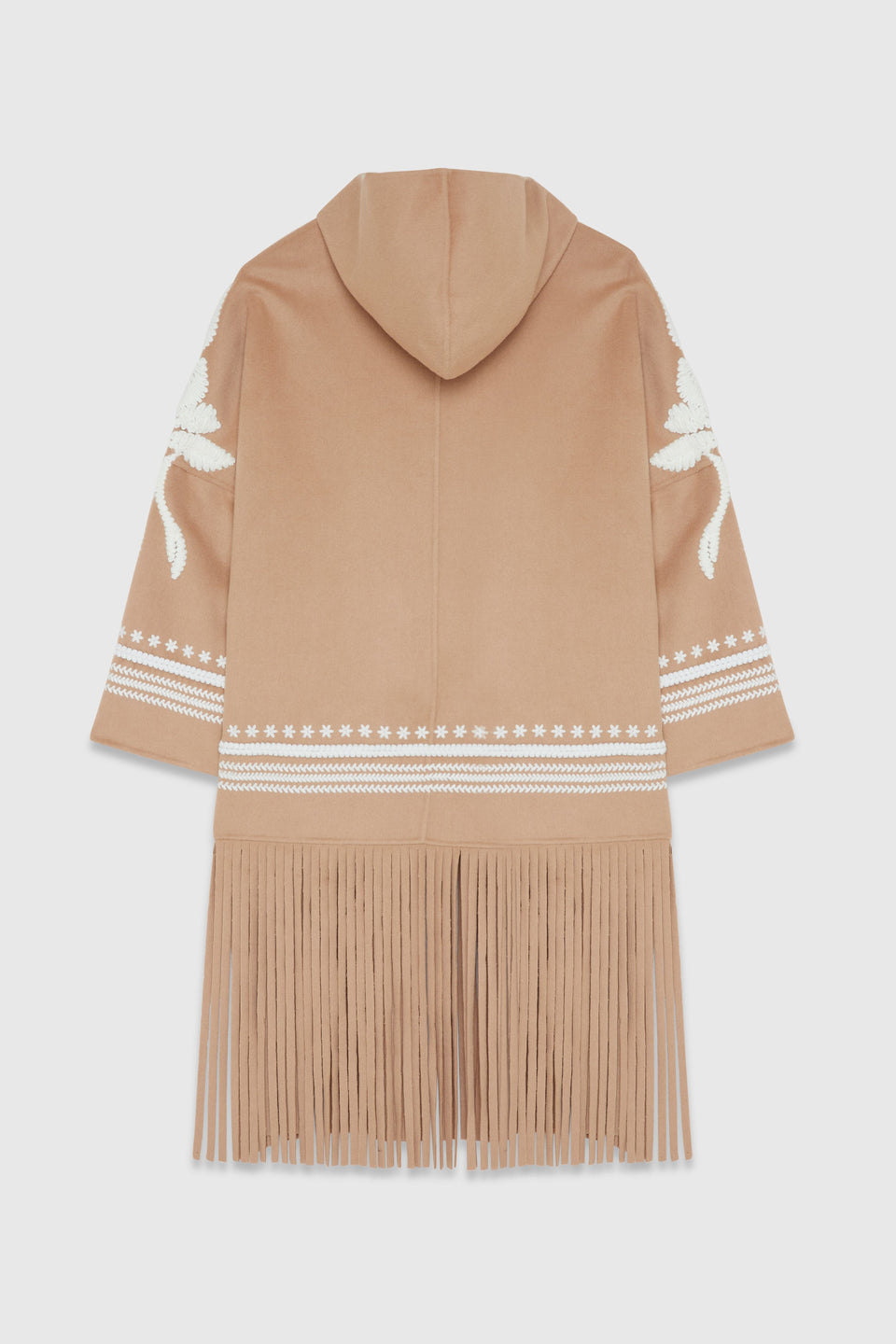 Cappotto con frange ricamato cammello Ermanno Firenze by Scervino