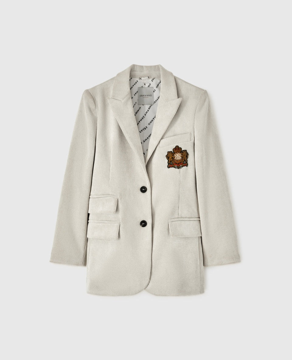 Giacca blazer velluto costine strette bianca Ermanno Firenze by Scervino