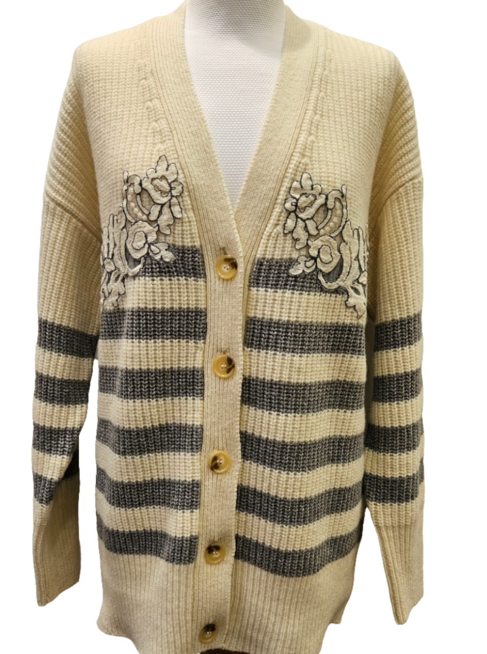 Cardigan righe lana e pizzo Ermanno Firenze by Scervino