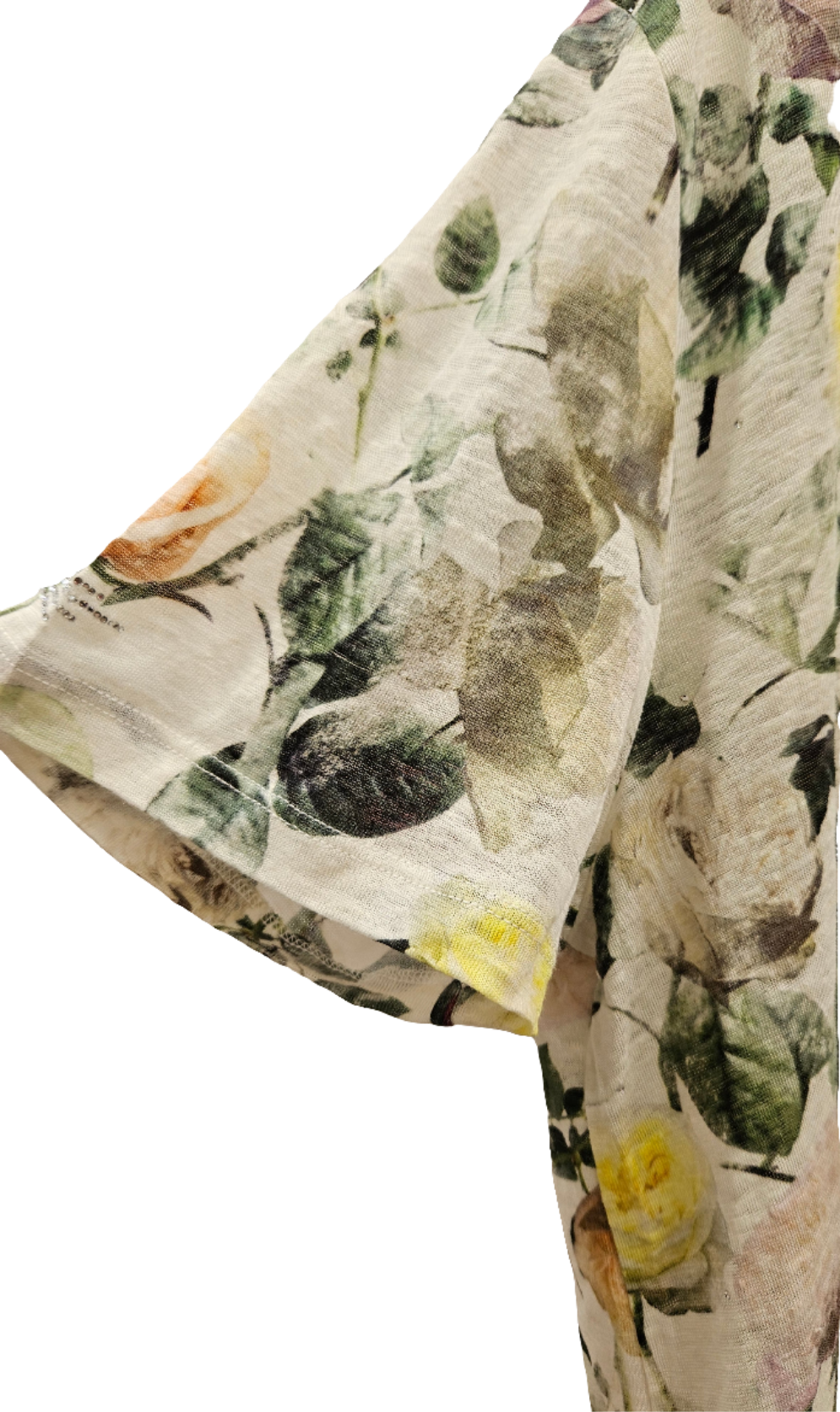 Maglia lino scollo a V Angelo Marani floreale