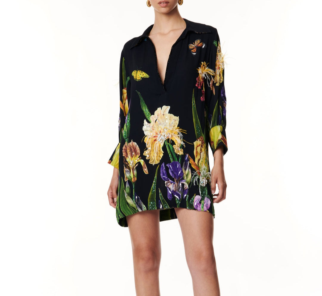 Casacca ricamata 3D Miriam Stella fiori manica lunga