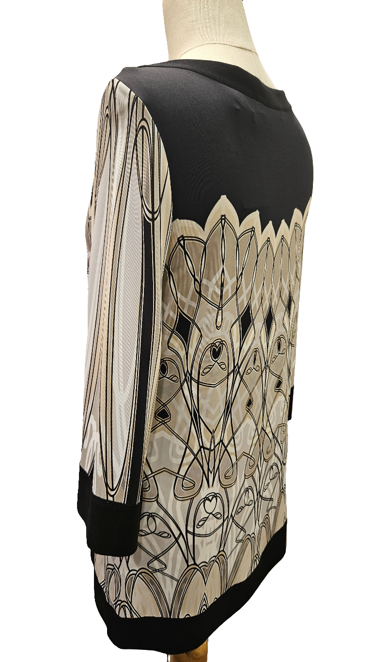 Casacca Blumarine b/nero disegno stile liberty, manica 3/4