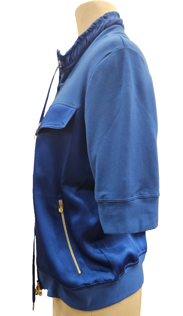 Felpa zip VDP ~ mezza manica bluette raso