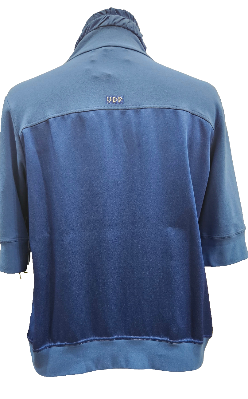 Felpa zip VDP ~ mezza manica bluette raso