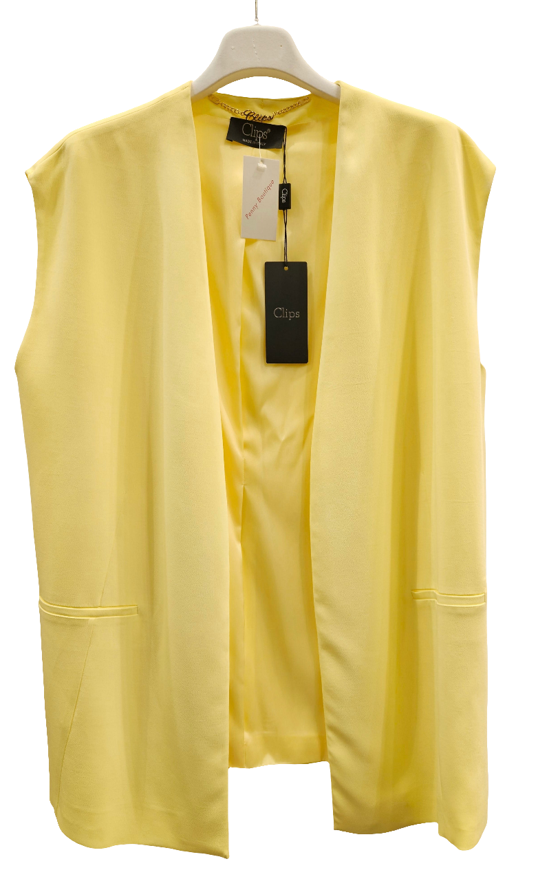 Gilet lungo Clips giallo di cady con tasche