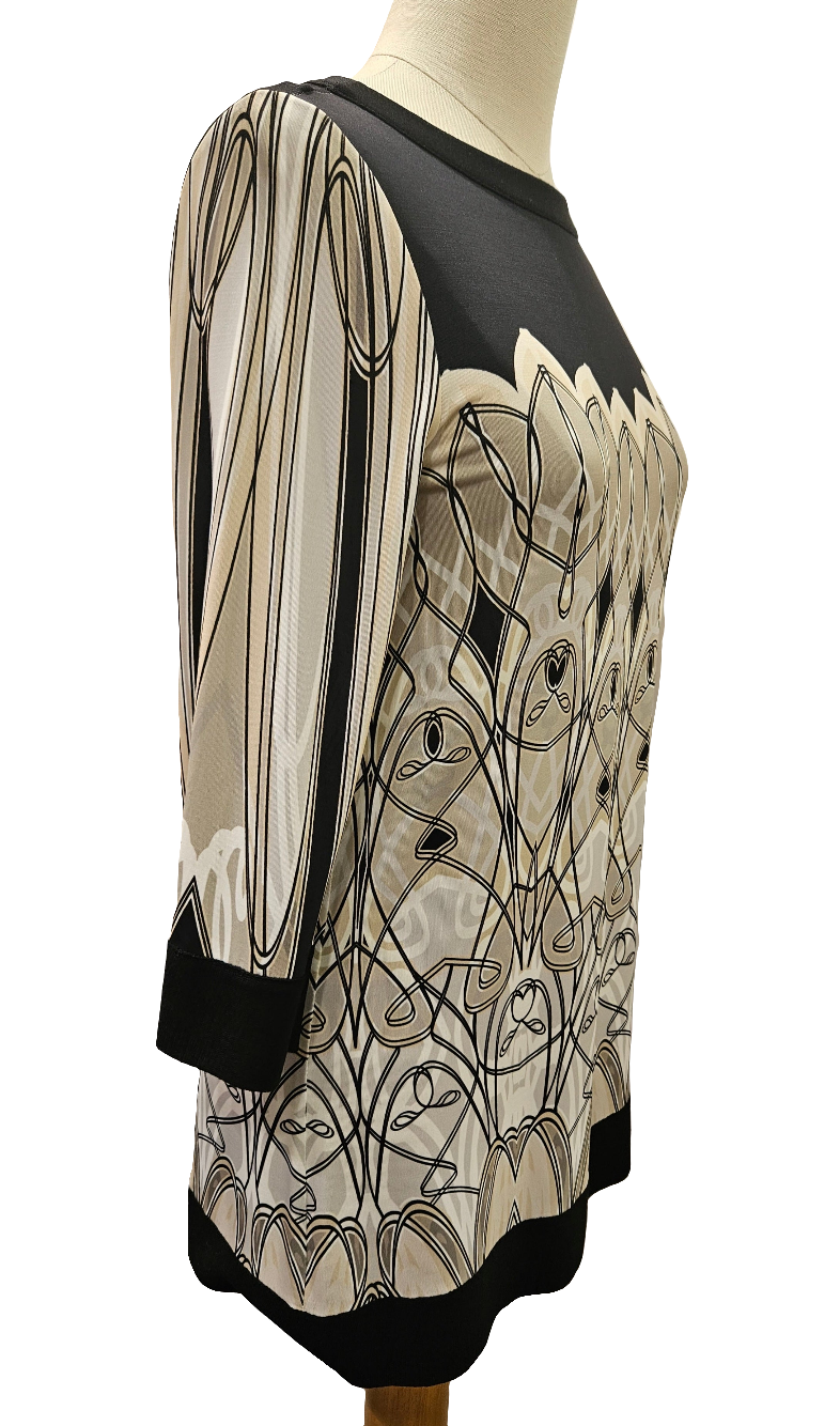 Casacca Blumarine b/nero disegno stile liberty, manica 3/4