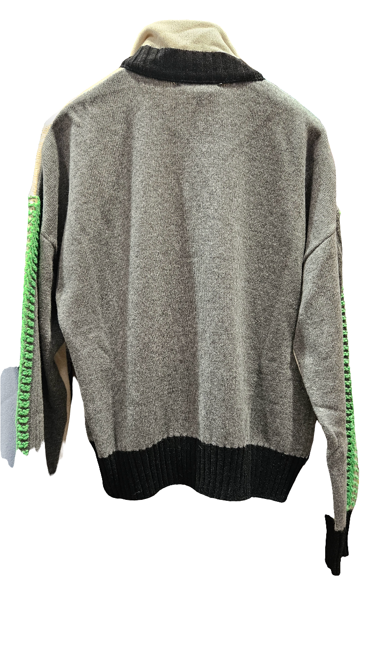 Bomber cardigan zip lana e viscosa e cashmere Tricot Chic beige e grigio