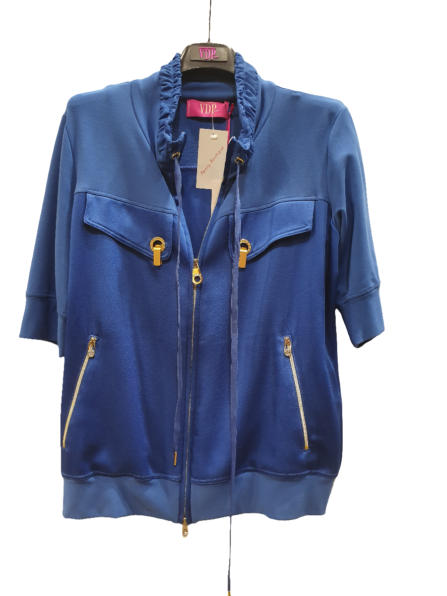 Felpa zip VDP ~ mezza manica bluette raso