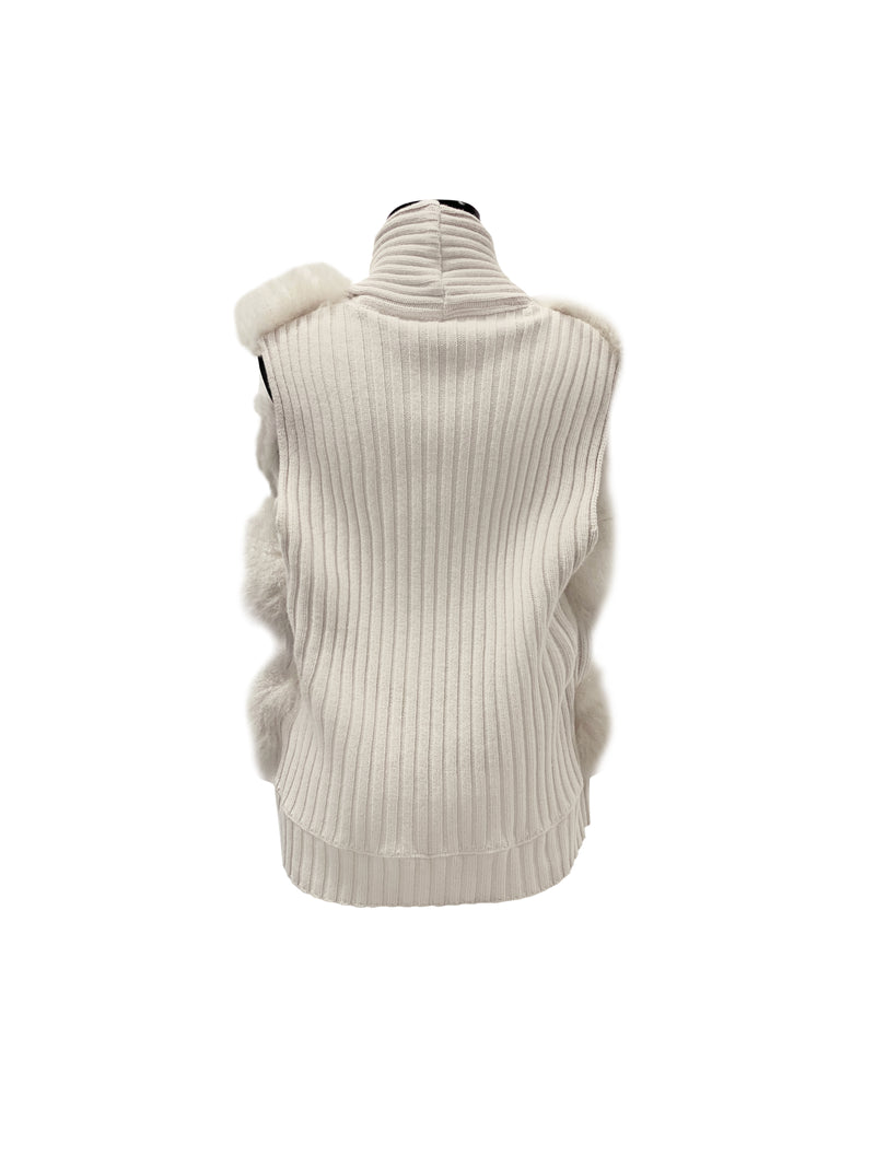 Gilet maglia e pelo lana e cashmere panna Tricot Chic