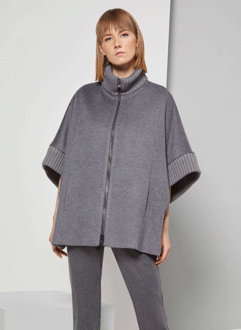 Mantella zip 100% Lana Cinzia Rocca grigio medio