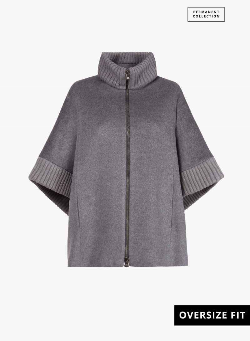 Mantella zip 100% Lana Cinzia Rocca grigio medio