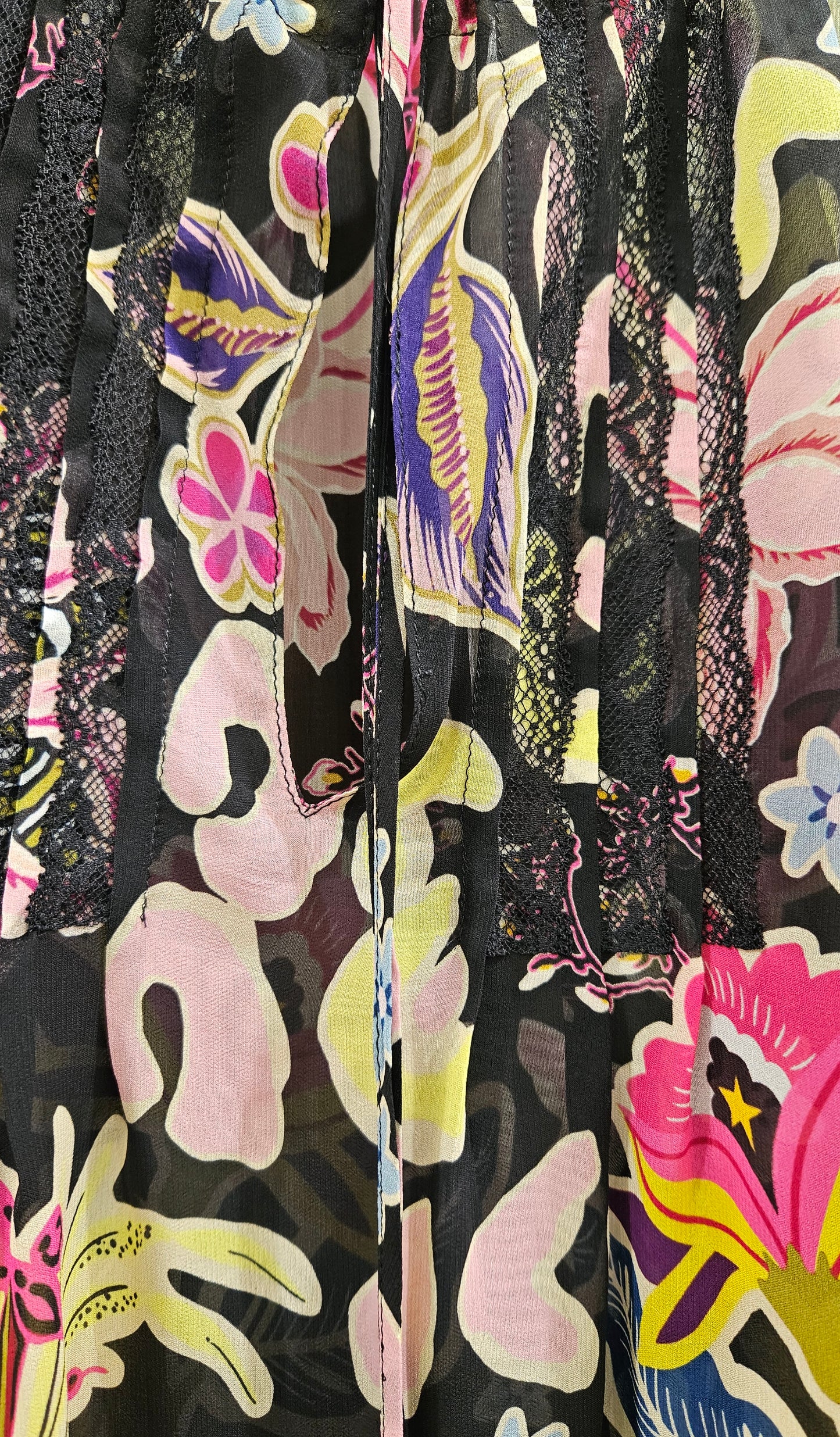 Casacca nera fantasia multicolor Ermanno F Scervino scollata con laccetto