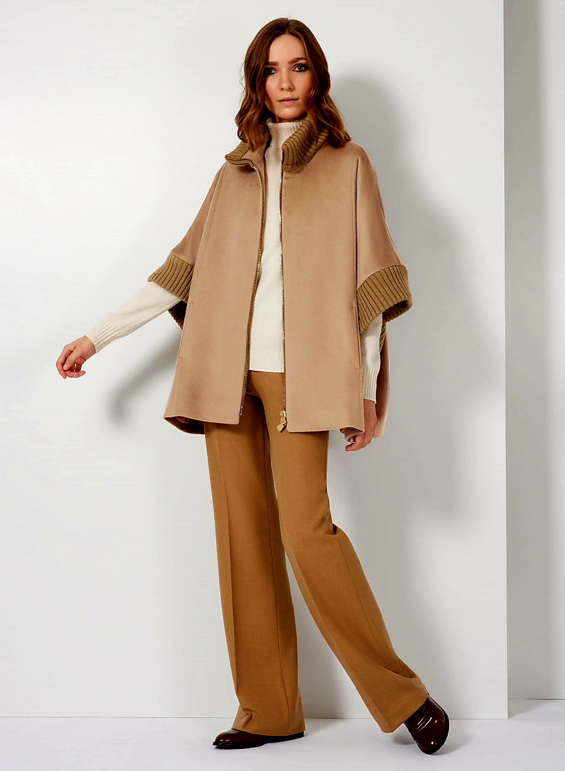 Mantella zip 100% lana Cinzia Rocca tabacco