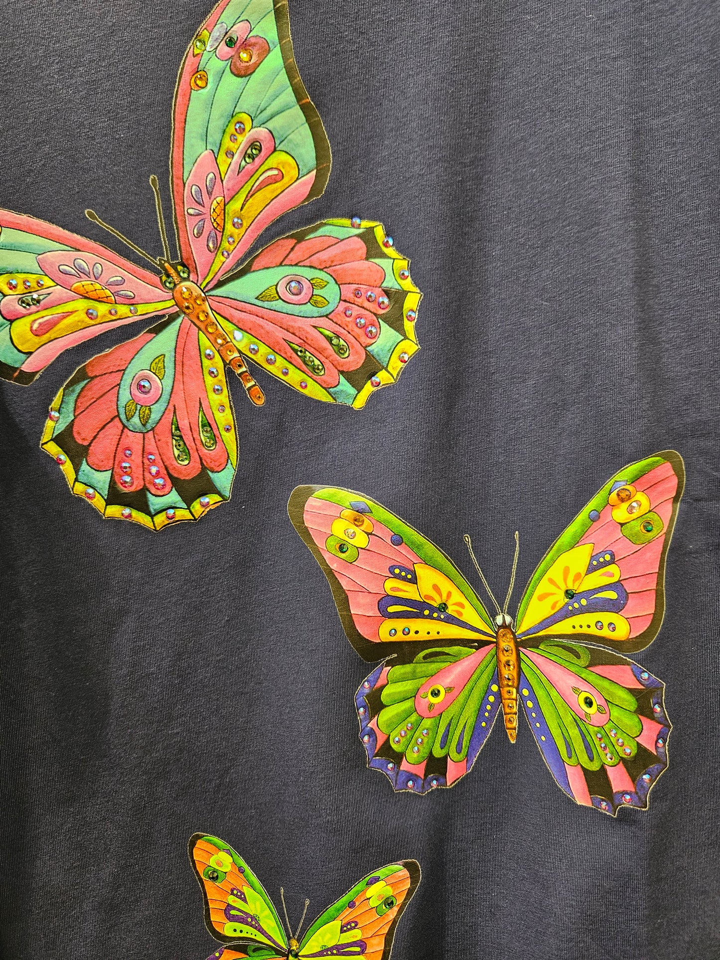 Tshirt farfalle strass bluette