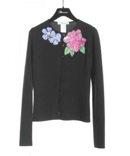 Cardigan Blumarine lana con bottoni fondo nero ricamo floreale