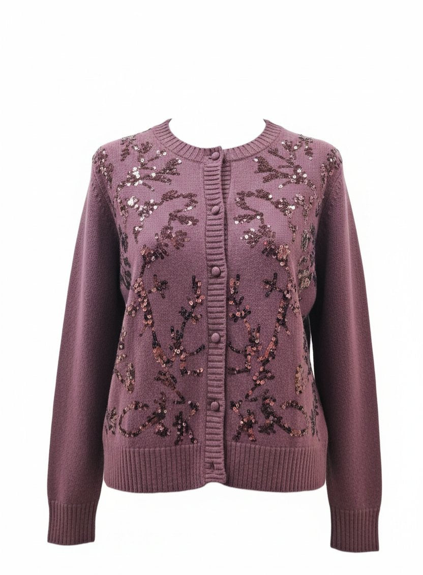 Cardigan bordeaux paillettes Clips
