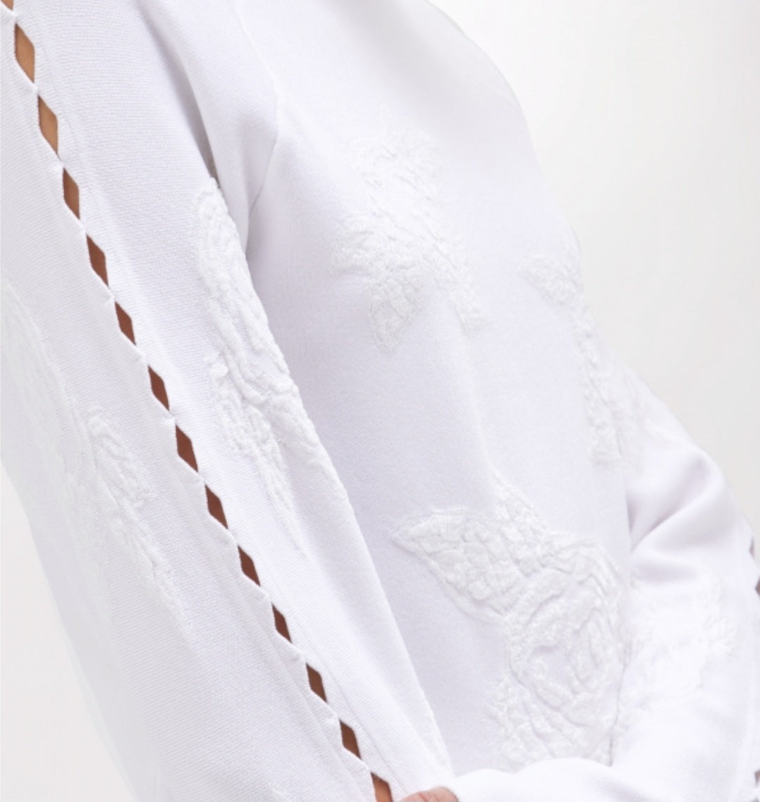 Maglia bianca stretch scollatura a barca Jacquard rose Blugirl