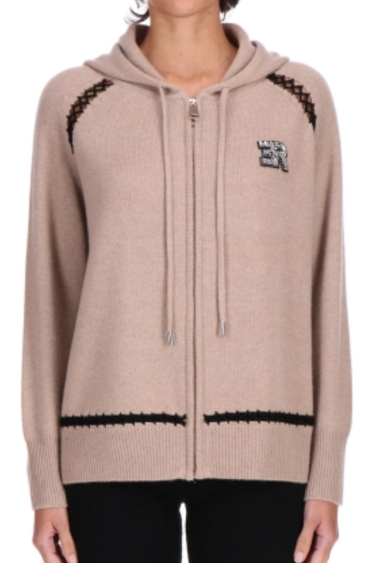Felpa maglia zip lana e cashmere con cappuccio  Ermanno Firenze by Scervino