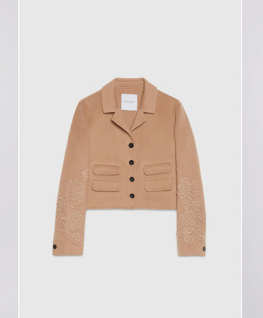 Giacca corta in double beige di Ermanno Firenze by Scervino