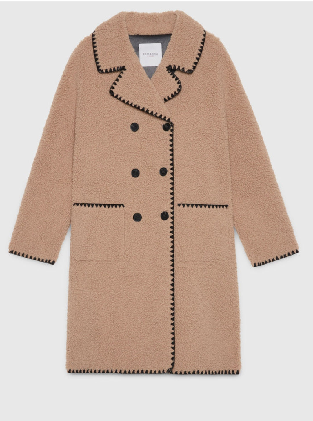 Ecomontone doppio petto morbido profilato nero Ermanno Firenze by Scervino