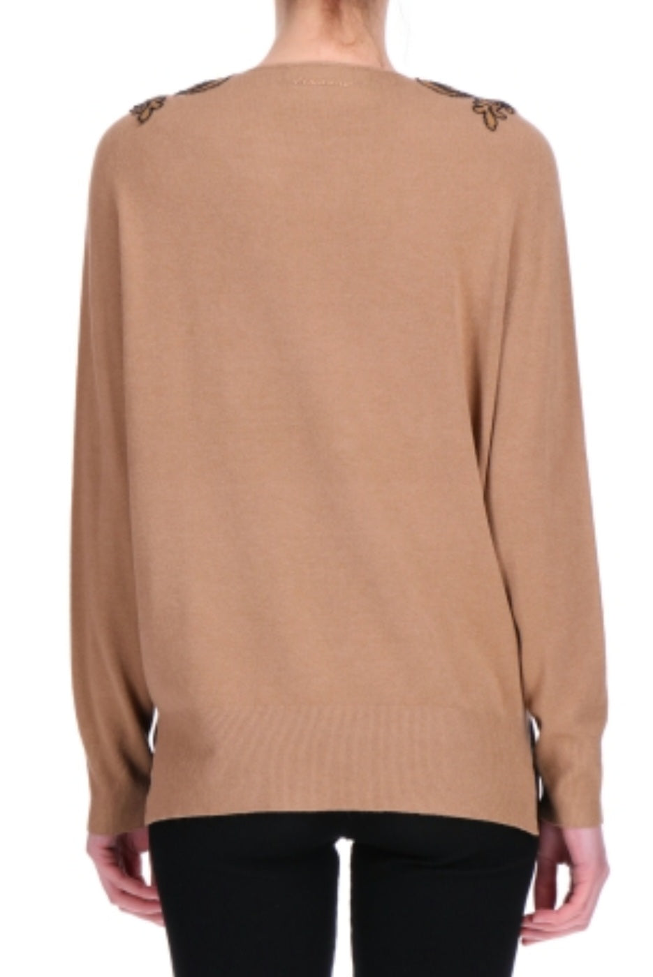 Maglia beige a V con pizzo floreale Ermanno Firenze by Scervino