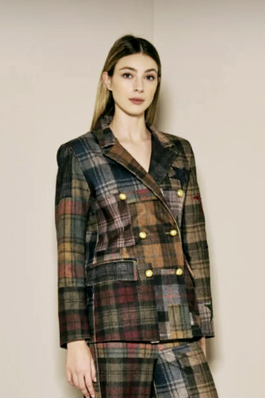 Giacca a quadri doppio petto Bye con stelle ricamate