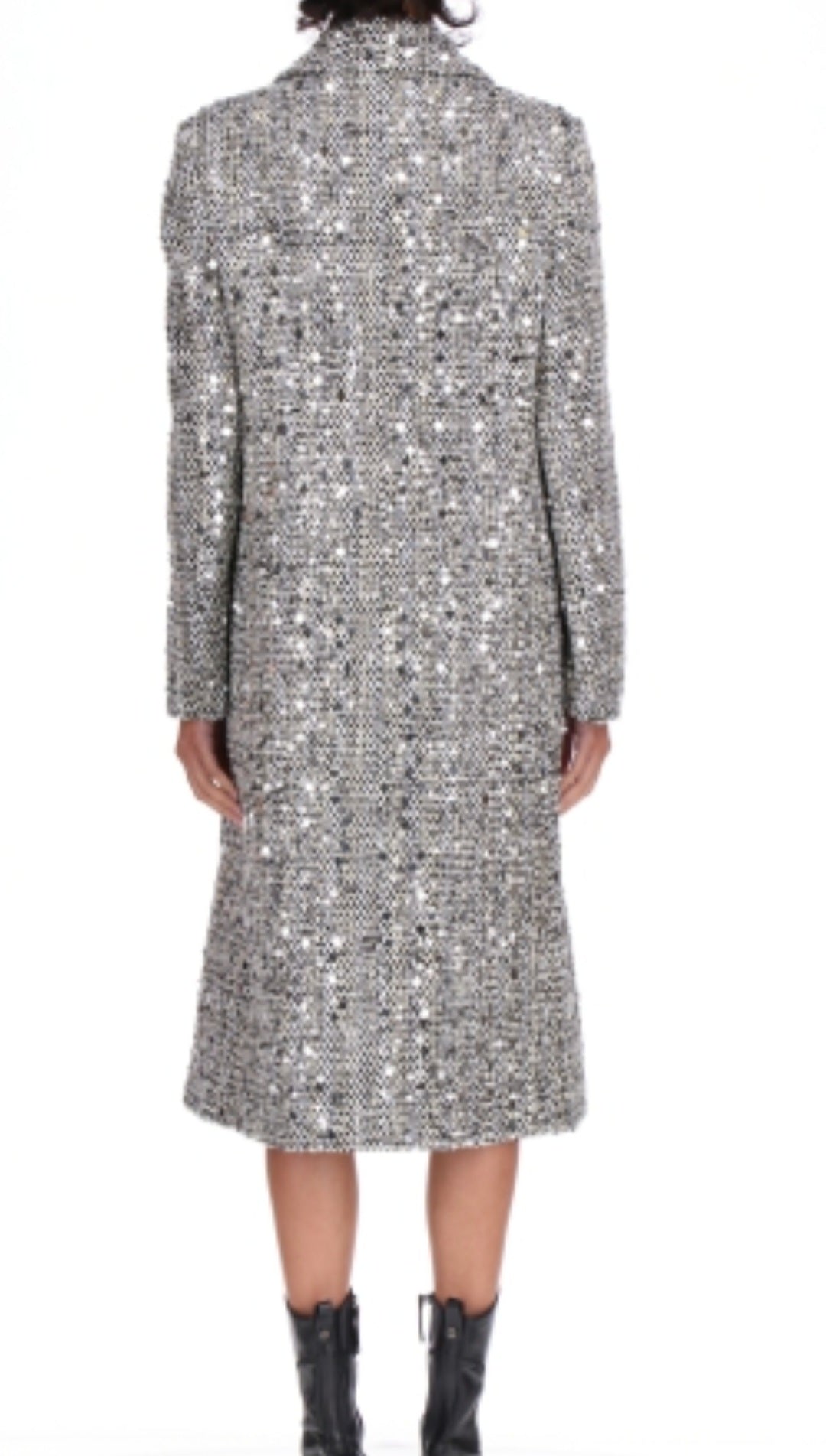 Cappotto lungo grigio doppio petto paillettes Ermanno Firenze by Scervino
