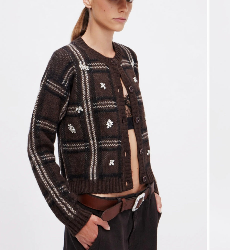 Cardigan tartan marrone Ermanno Firenze by Scervino