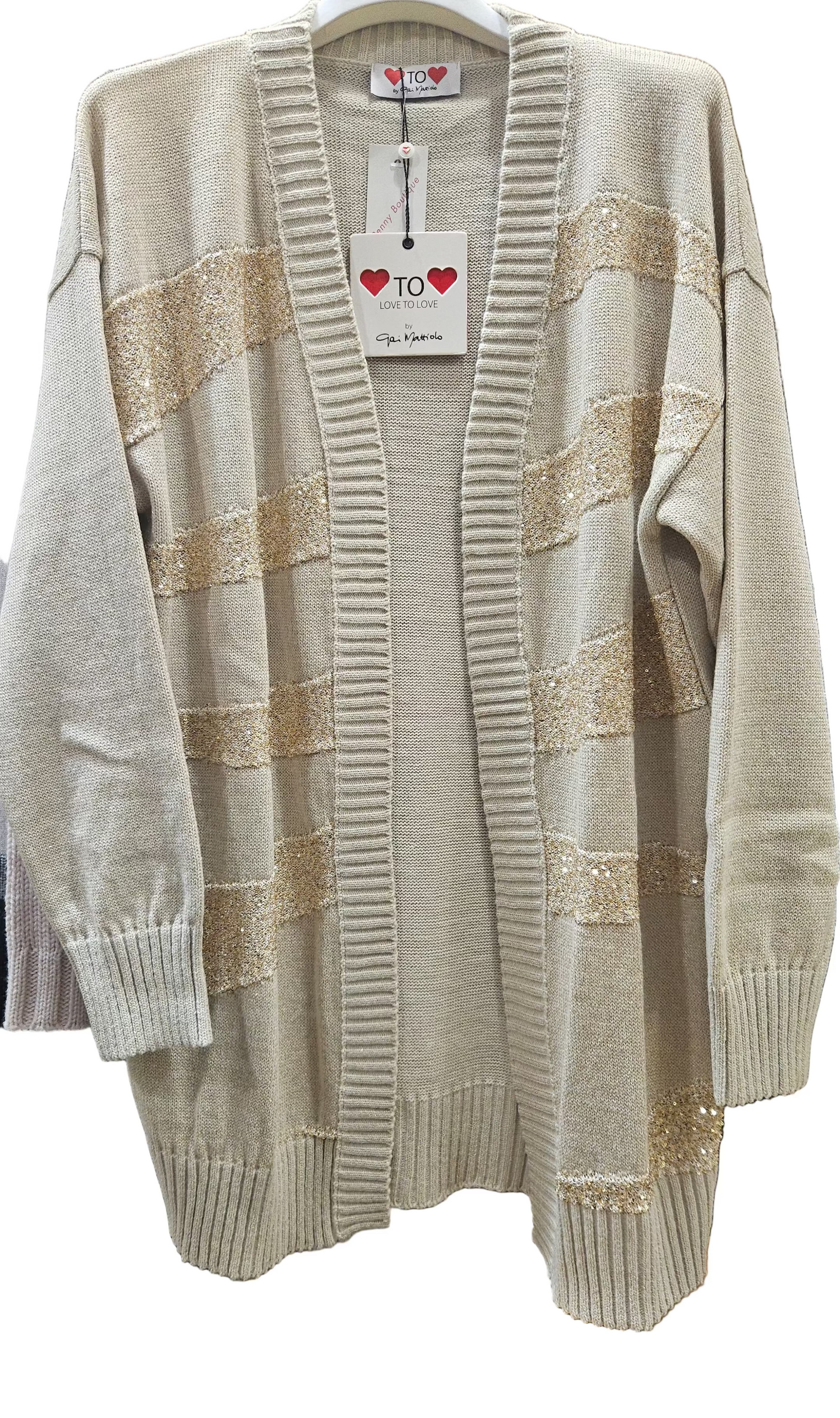 Cardigan lungo chic beige lurex Mattiolo