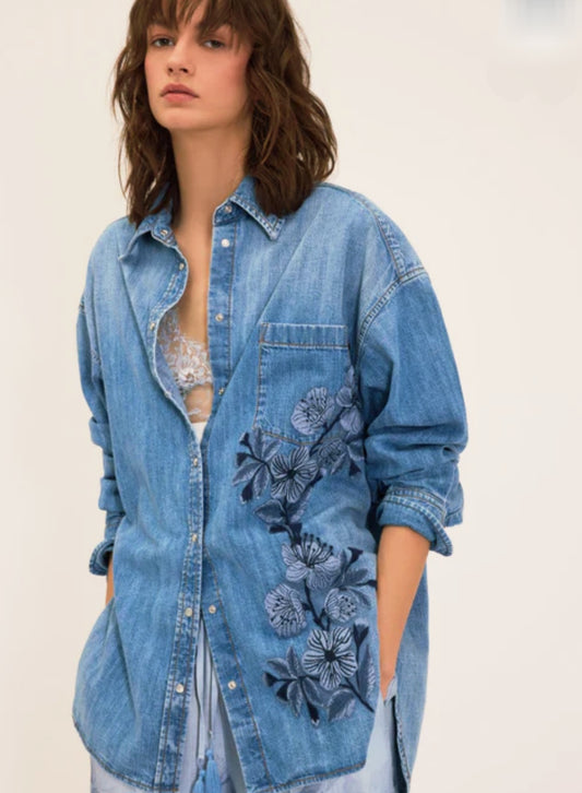 Camicia di jeans denim ricamo Ermanno Firenze by Scervino new collections
